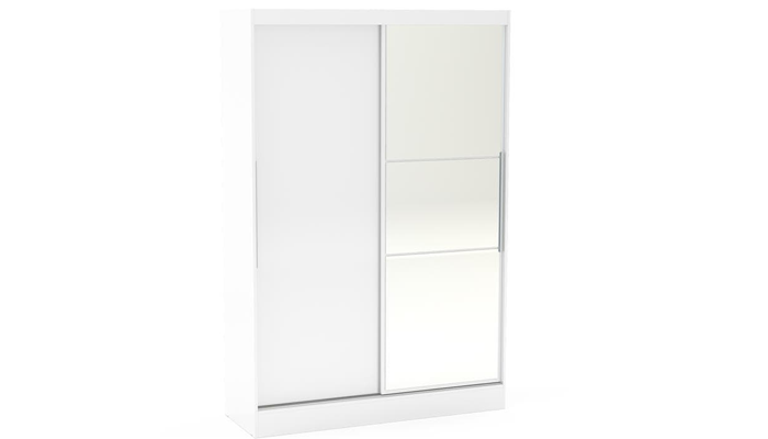 2 Door Sliding Wardrobe With Mirror  (White)